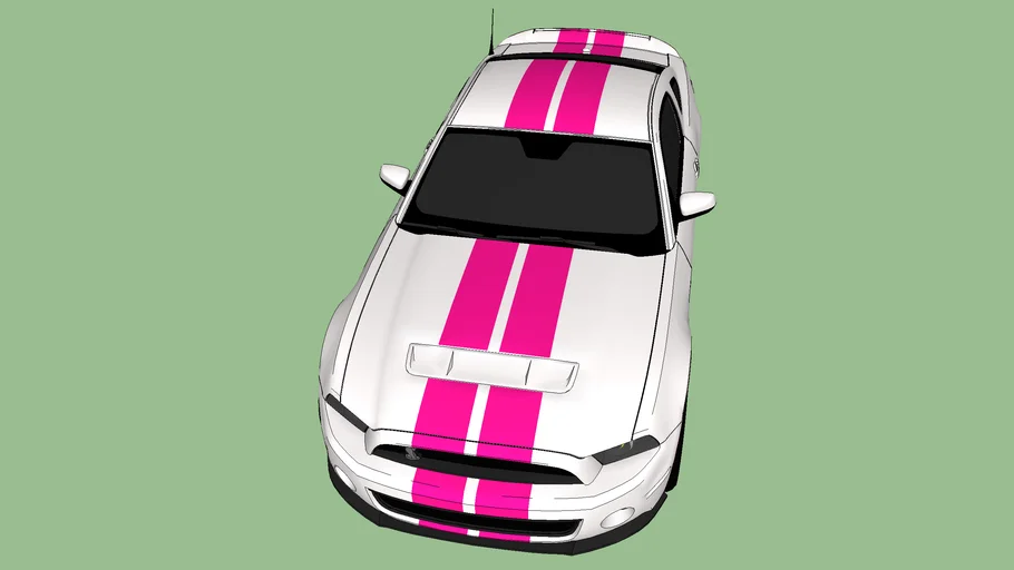 White Shelby Gt500 Super snake with pink stripes