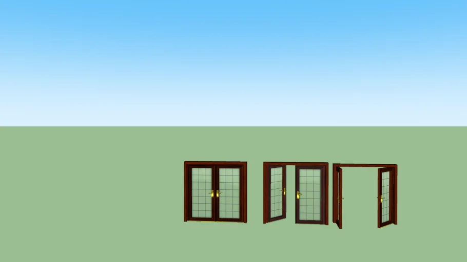 FRENCH DOORS IN VARIOUS STAGES OF OPEN AND CLOSED