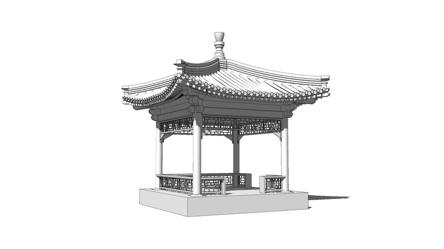 中式景观亭、廊桥停榭等