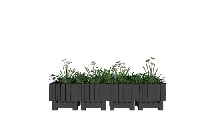 OWEPOT 4-Unit Planter with Daisies Linear Green & Floral Divider Soft Contrast Styling Indoor