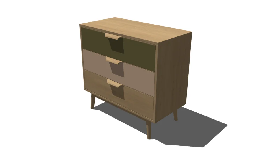 Commode 3 tiroirs tricolore