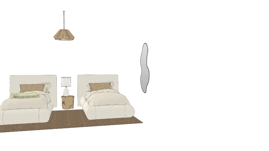 Single beds bedroom - Calm colors 