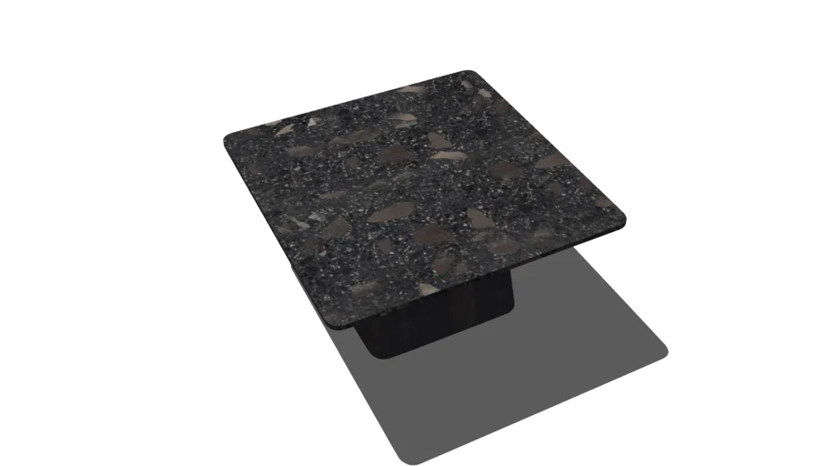 Table basse en pierre et bois de manguier massif noir
